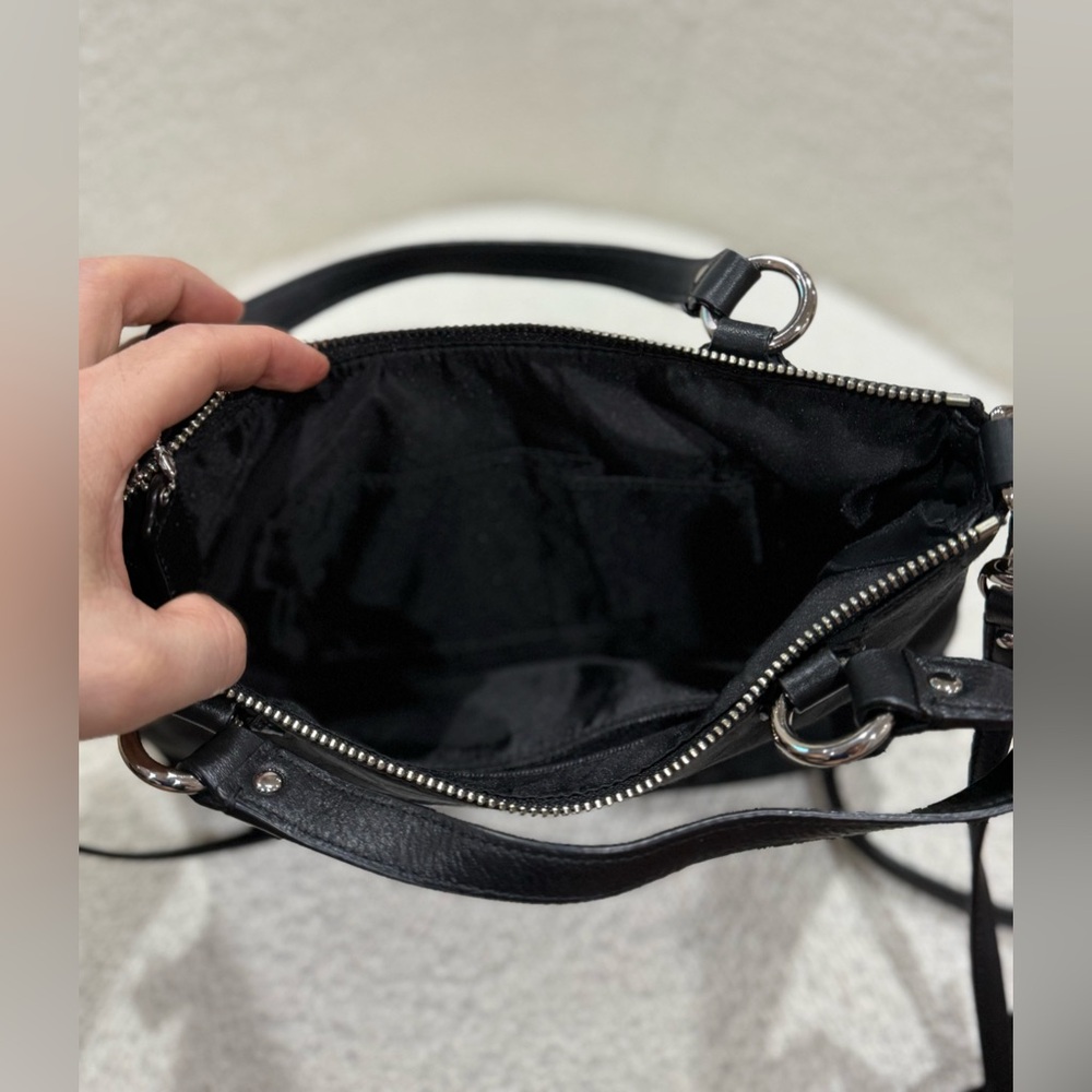 Coach Signature Mini Tote Crossbody Purse silver and black - Picture 9 of 12